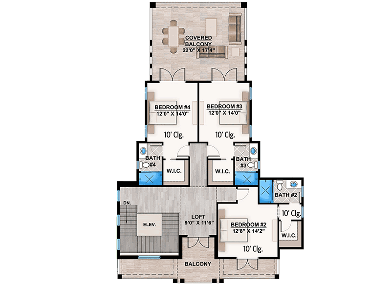 Plan 86085BW: Sophisticated Florida Home Plan with Spacious Covered Lanai - Floor Plan - 2nd Floor - Coastal, Contemporary, Florida-Style, Southern, Vacation