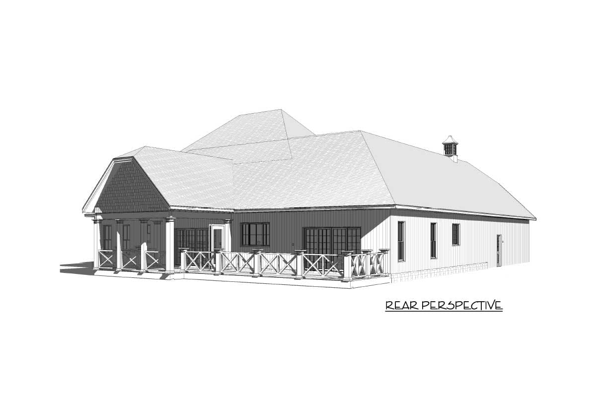 Plan 46389LA: Exclusive 4-Bed Modern Farmhouse Plan with Courtyard-Entry Garage - Image #4 - Country, Farmhouse, New American