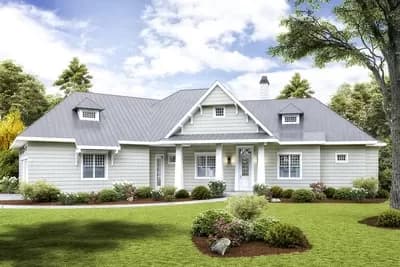Open Concept One-Story Country Home Plan with Angled Garage