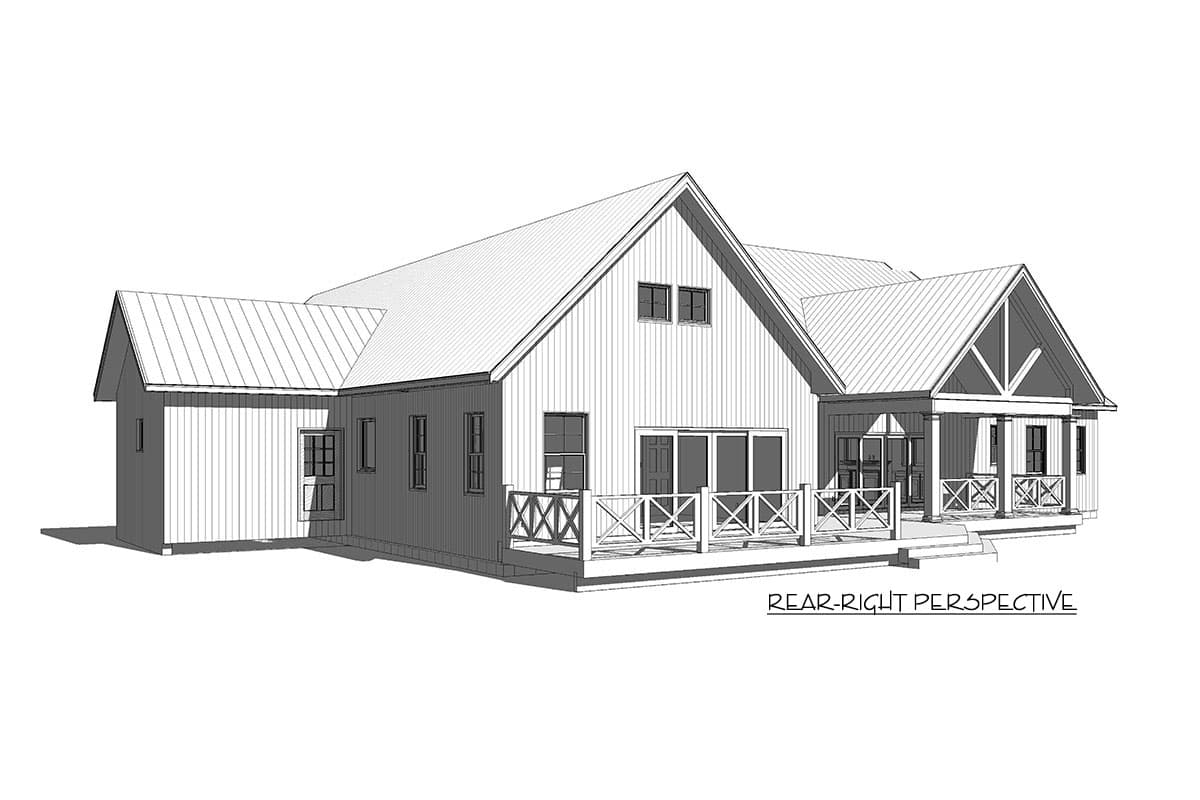 Plan 46391LA: 3-Bed Modern Farmhouse Plan with Outdoor Living Room and Two Bonus Spaces - Image #4 - Country, Farmhouse, Modern Farmhouse