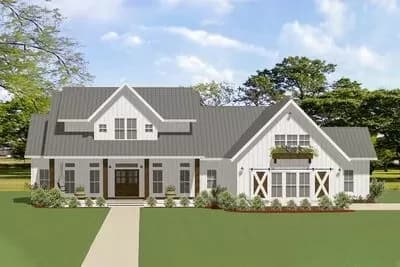 3-Bed Modern Farmhouse Plan with Outdoor Living Room and Two Bonus Spaces