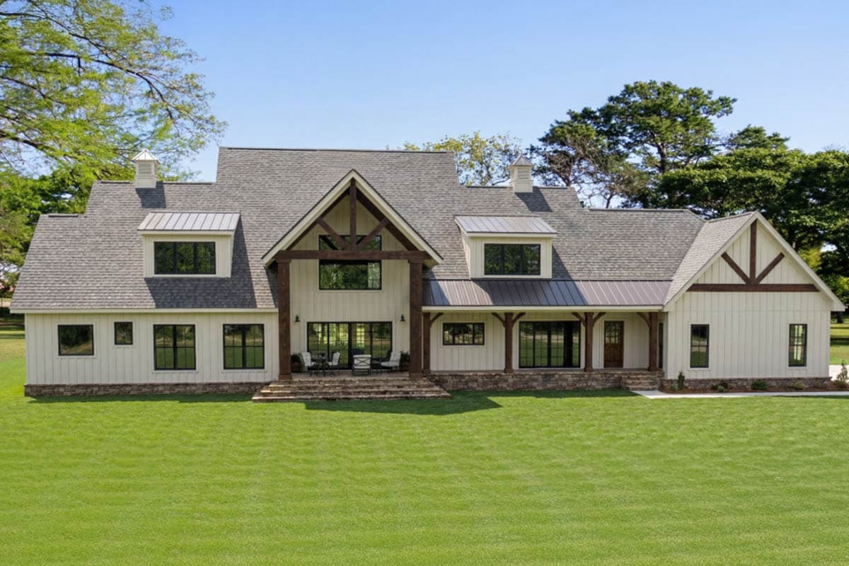 Plan 46394LA: Sophisticated Farmhouse Plan with Two-Story Great Room - Image #5 - Country, Craftsman, Farmhouse, Modern Farmhouse