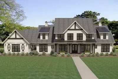 Sophisticated Farmhouse Plan with Two-Story Great Room
