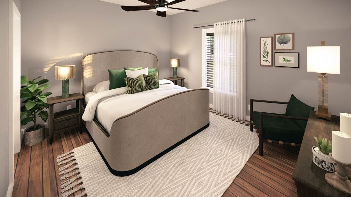 Plan 25008DH: 3-Bed Ranch Home Plan with Split Bedrooms - 1311 Sq Ft - Image #11 - Cottage, Country, New American, Ranch, Southern