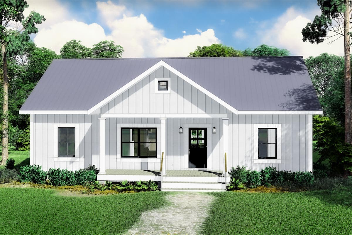 Plan 25008DH: 3-Bed Ranch Home Plan with Split Bedrooms - 1311 Sq Ft - Image #5 - Cottage, Country, New American, Ranch, Southern