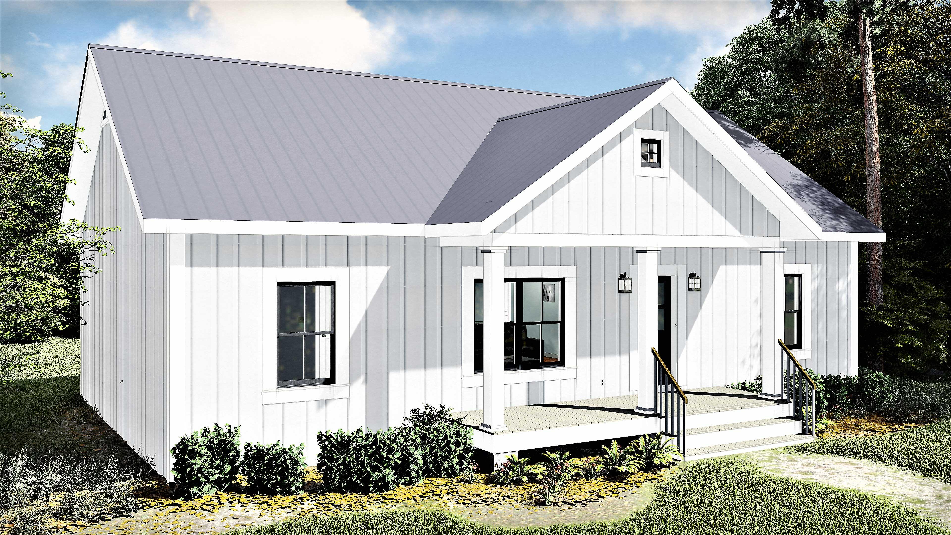 Plan 25008DH: 3-Bed Ranch Home Plan with Split Bedrooms - 1311 Sq Ft - Image #6 - Cottage, Country, New American, Ranch, Southern