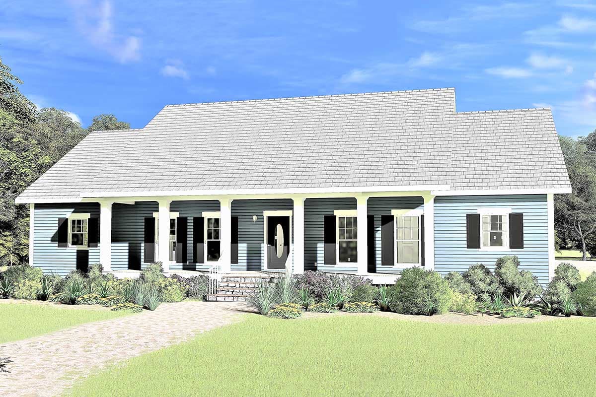Plan 25011DH: One-level Country House Plan with Front and Back Covered Porches - Image #4 - Ranch, Southern