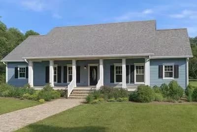 One-level Country House Plan with Front and Back Covered Porches