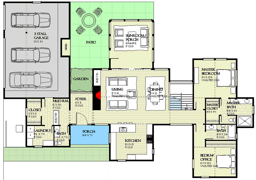 Plan 970082VC: Luxurious Contemporary Ranch with Optional Lower Level - Floor Plan - Main Level - Contemporary, New American, Ranch, Scandinavian, Vacation