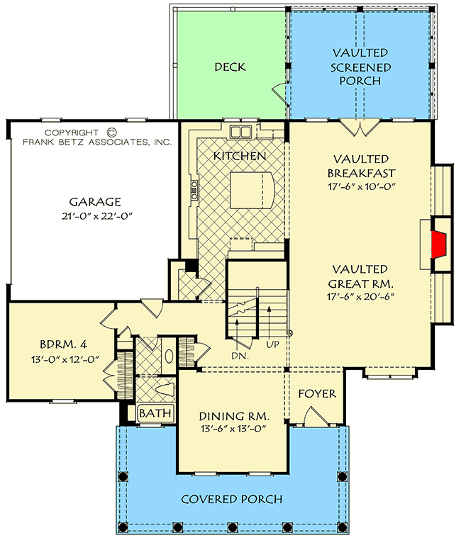 Plan 710280BTZ: 4-Bed Colonial House Plan with Open Floor Plan - Floor Plan - Main Level - Colonial, Traditional