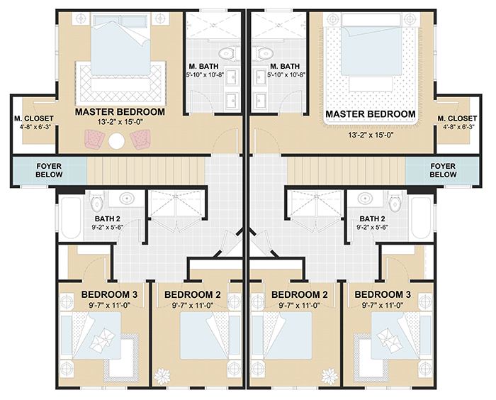 Plan 430052LY: Duplex House Plan with Board and Batten Exterior - Floor Plan - 2nd Floor - Cottage, Craftsman, Traditional, Vacation