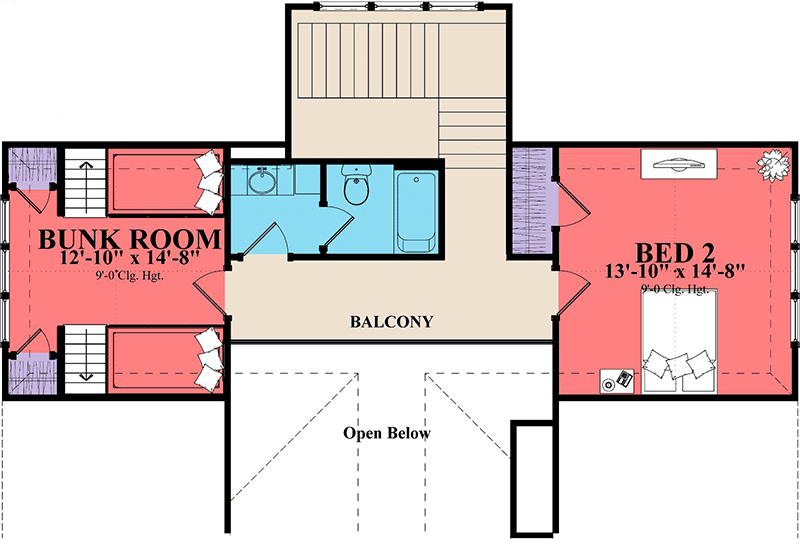 Plan 86337HH: Two-Story House Plan with Deep Lower-Level Patio - Floor Plan - 2nd Floor - Beach, Coastal, Cottage, Craftsman, Rustic, Shingle, Vacation