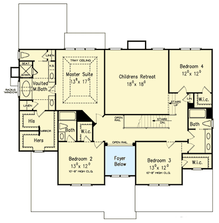 Plan 710290BTZ: Traditional House Plan with Upstairs Kids' Retreat - Floor Plan - 2nd Floor - Traditional
