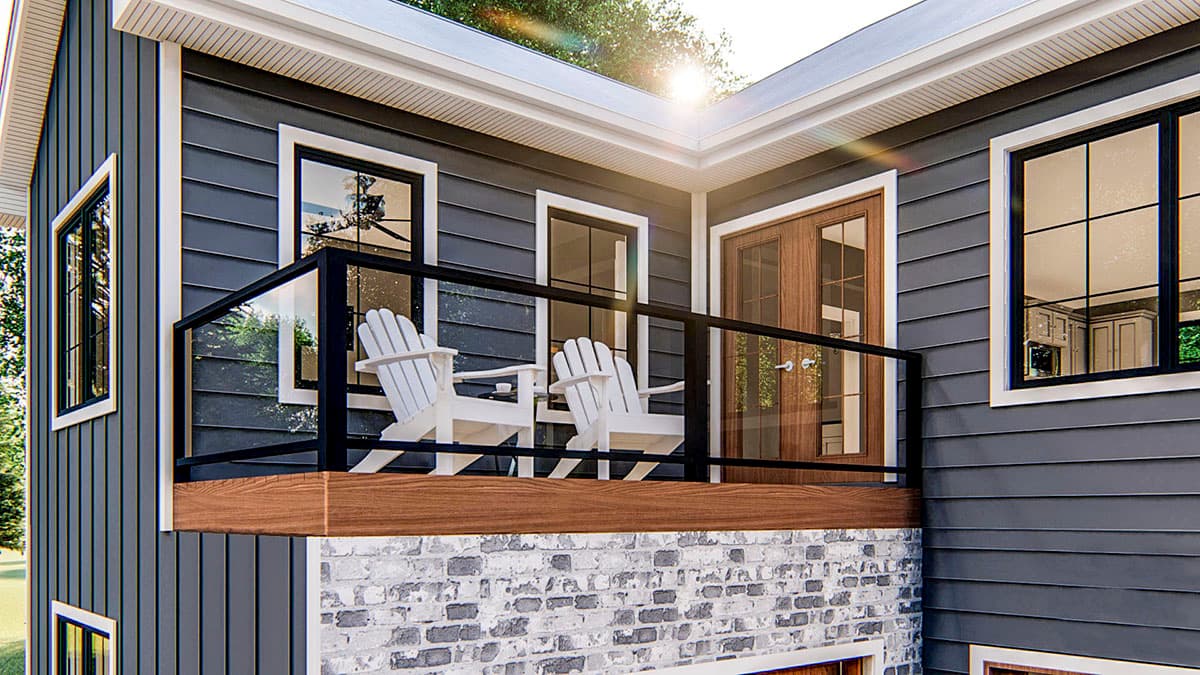 Plan 62785DJ: Carriage House Plan with Deck Above Garage - Image #6 - Carriage, Vacation
