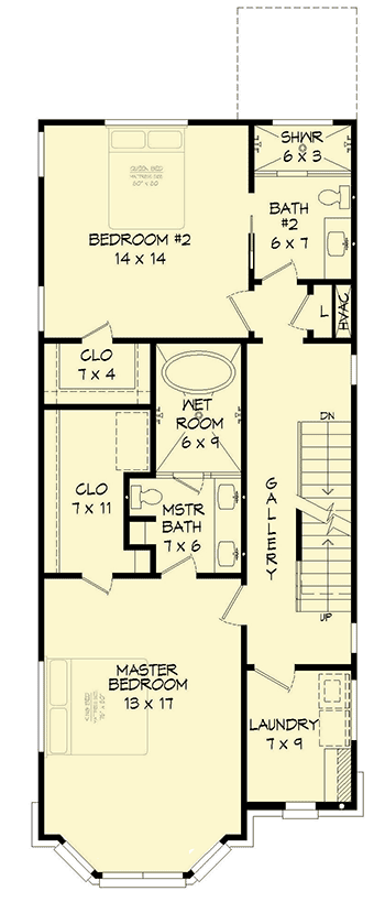 Plan 68628VR: 3-Bed Southern House Plan with Third-level Scenic Mezzanine - Floor Plan - 2nd Floor - Southern, Traditional