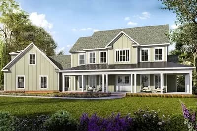 Two-Story Country House Plan with Optional Bonus Room Above Garage - 2584 Sq Ft