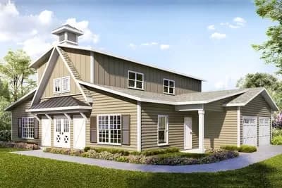 Barndominium Style Country Home Plan with Open-Concept Layout