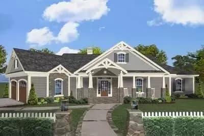Ranch House Plan with Split Beds
