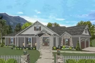 One-level Country House Plan with Open-Concept Living