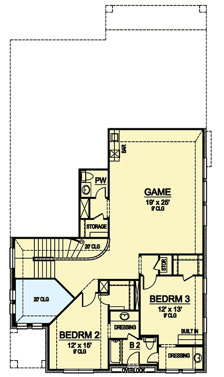 Plan 36577TX: 40'-Wide 3-Bed House Plan with Large Upstairs Game Room - Floor Plan - 2nd Floor - European, Traditional