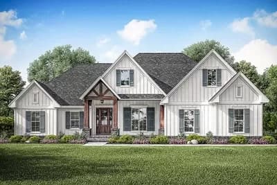 New American House Plan with Volume Ceilings Throughout - 2358 Sq Ft