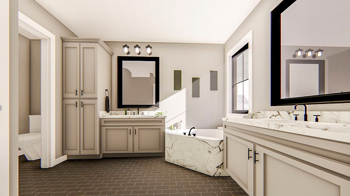 Plan 62787DJ: Modern Farmhouse Plan with Courtyard Entry Garage - Image #10 - Country, Farmhouse, Modern Farmhouse, New American