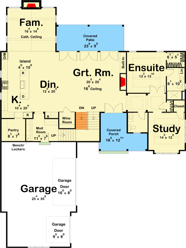 Plan 62787DJ: Modern Farmhouse Plan with Courtyard Entry Garage - Floor Plan - Main Level - Country, Farmhouse, Modern Farmhouse, New American