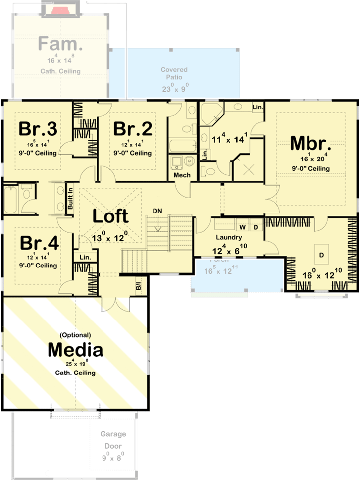 Plan 62787DJ: Modern Farmhouse Plan with Courtyard Entry Garage - Floor Plan - 2nd Floor - Country, Farmhouse, Modern Farmhouse, New American