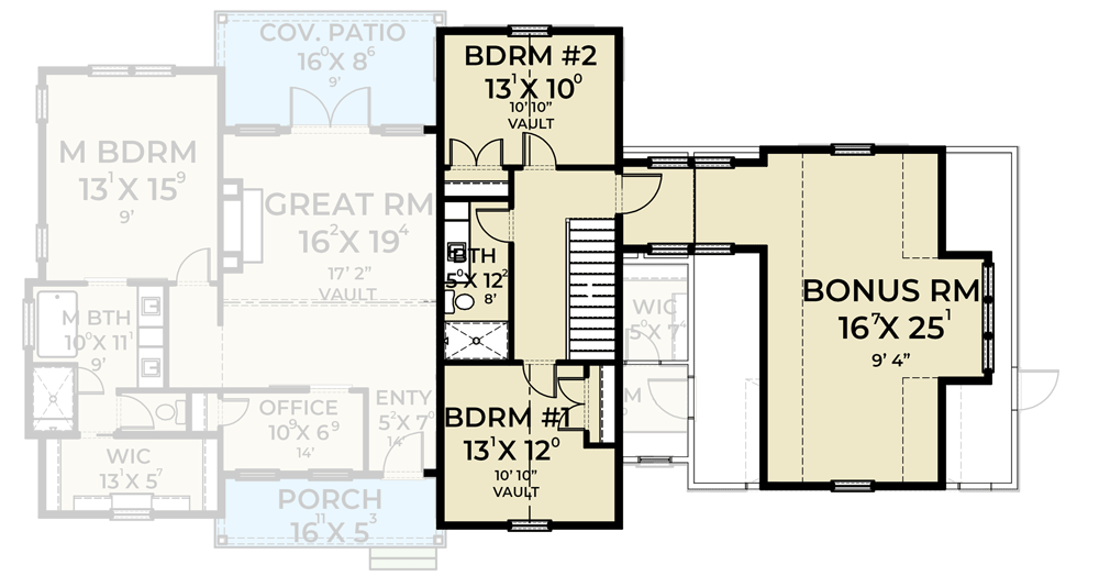 Plan 280055JWD: 3-Bed Modern Farmhouse with First Floor Master - 2490 Sq Ft - Floor Plan - 2nd Floor - Country, Farmhouse, Modern Farmhouse, New American, Northwest