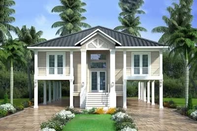 1925 Square Foot 2-Bed Elevated Coastal House Plan on Pilings