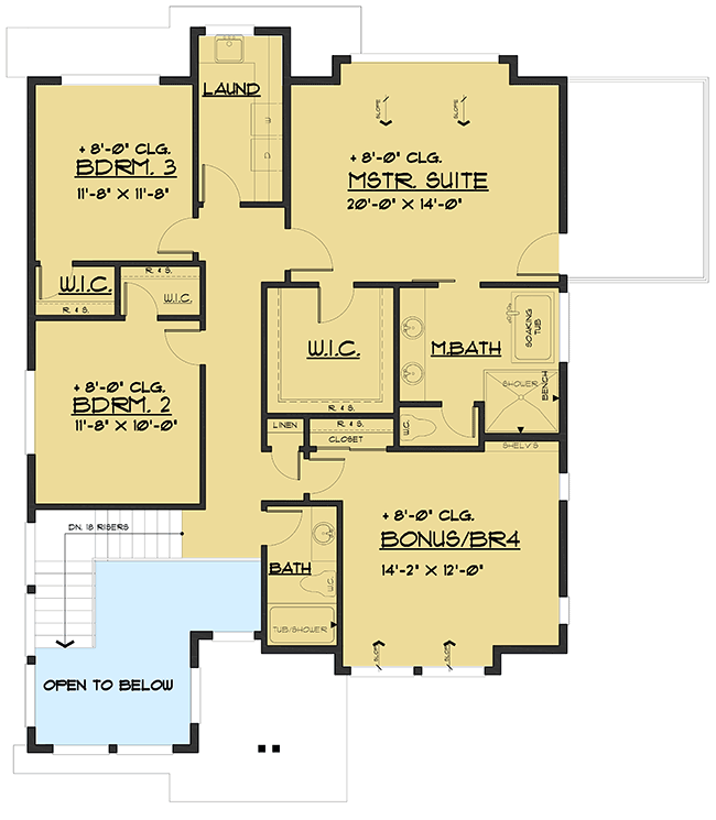 Plan 666074RAF: Contemporary Northwest Home with Open Main Level - Floor Plan - 2nd Floor - Contemporary, Modern, New American, Northwest