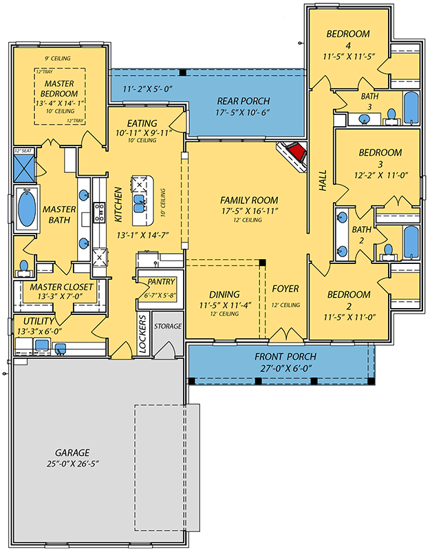 Plan 83924JW: Modern Split-Bed Country Home Plan - 2248 Sq Ft - Architectural Designs - Floor Plan - Main Level - Acadian, French Country, Louisiana-Style, Ranch, Southern