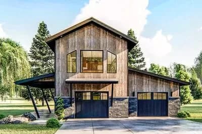 Modern Mountain Garage Apartment Plan