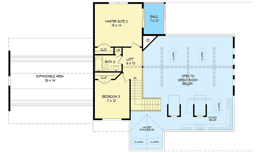 Plan 68631VR: 3 Bed Country Home Plan with Flexible Lower Level - 2123 Sq Ft - Floor Plan - 2nd Floor - Country, Farmhouse