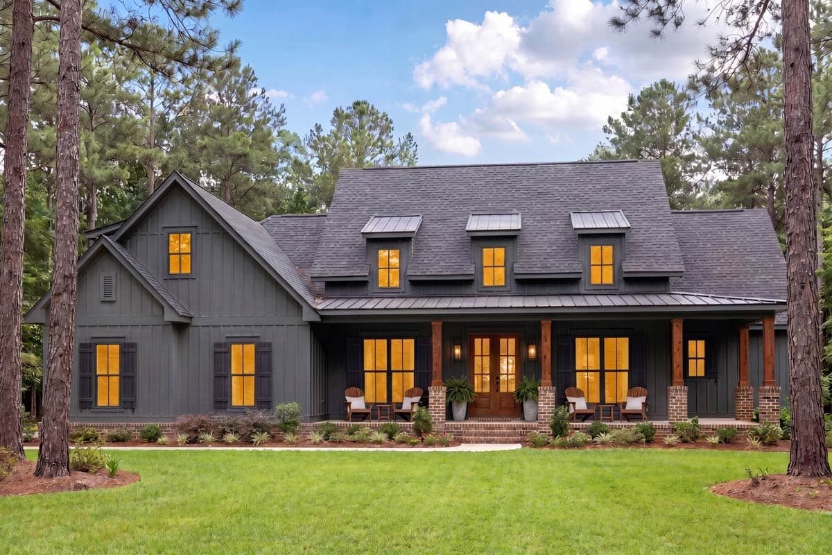 Plan 51807HZ: Modern Farmhouse Plan with Three Dormers - 2570 Sq Ft - Image #2 - Country, Craftsman, Farmhouse, Modern Farmhouse, New American