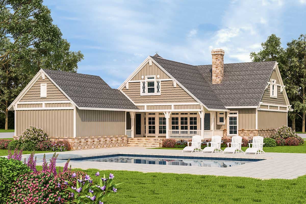 Plan 55209BR: 3-Bed Craftsman Home Plan with Side Porch Options - Image #5 - Country, Craftsman, New American