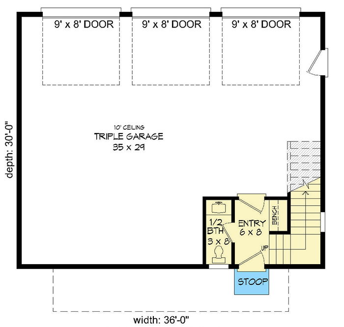 Plan 68632VR: 3-Car Garage Apartment Plan with Viewing Deck - Floor Plan - Main Level - Modern, Mountain, Vacation