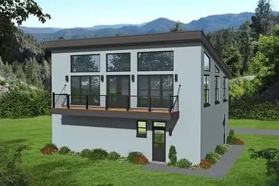 3-Car Garage Apartment Plan with Viewing Deck