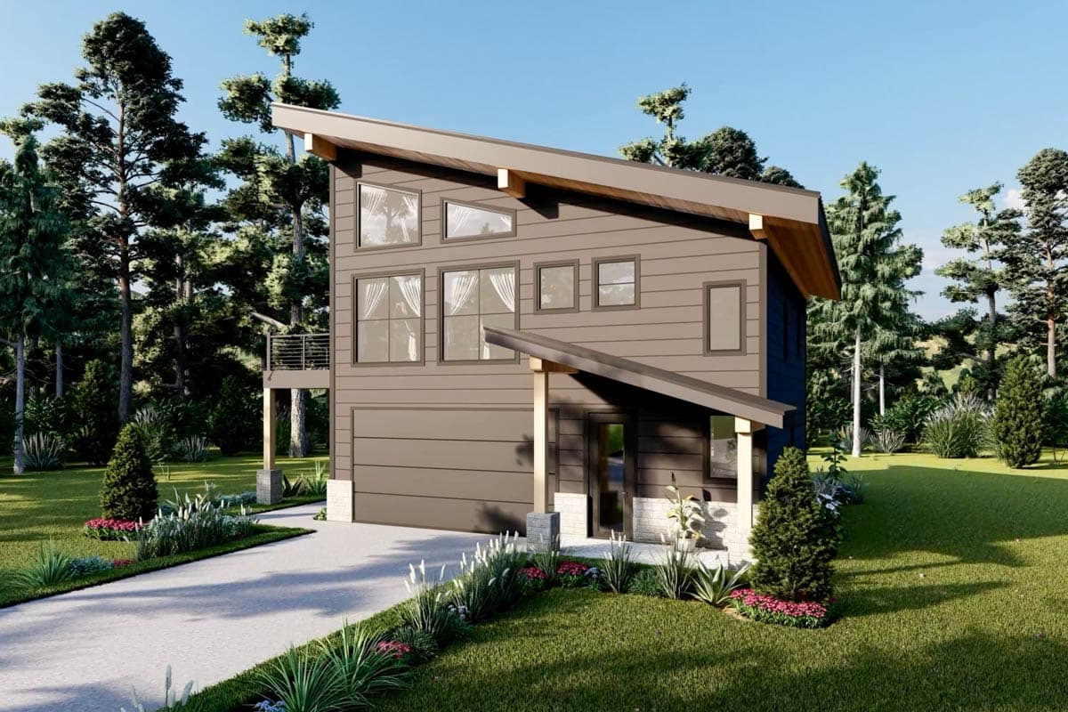 Plan 68633VR: 3-Bed Modern Mountain Home with Artist's Loft - 1359 Sq Ft - Image #9 - Mid Century Modern, Modern, Mountain, Vacation