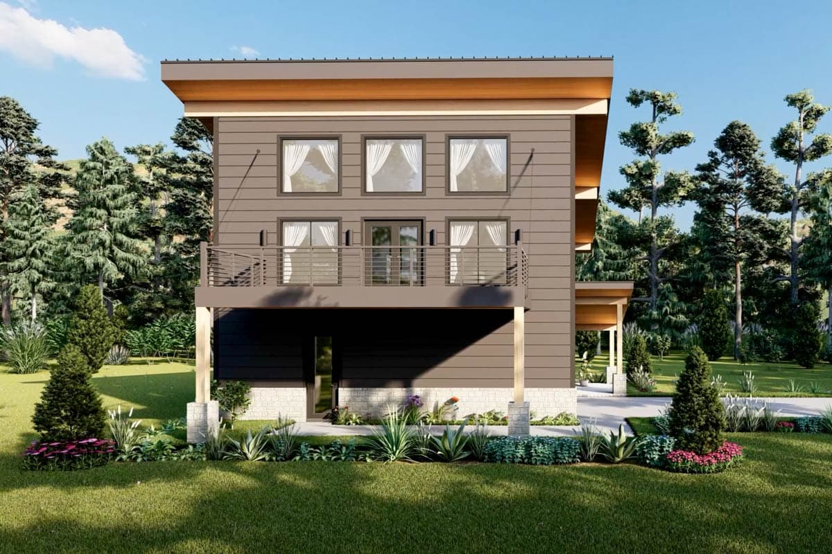 Plan 68633VR: 3-Bed Modern Mountain Home with Artist's Loft - 1359 Sq Ft - Image #6 - Mid Century Modern, Modern, Mountain, Vacation