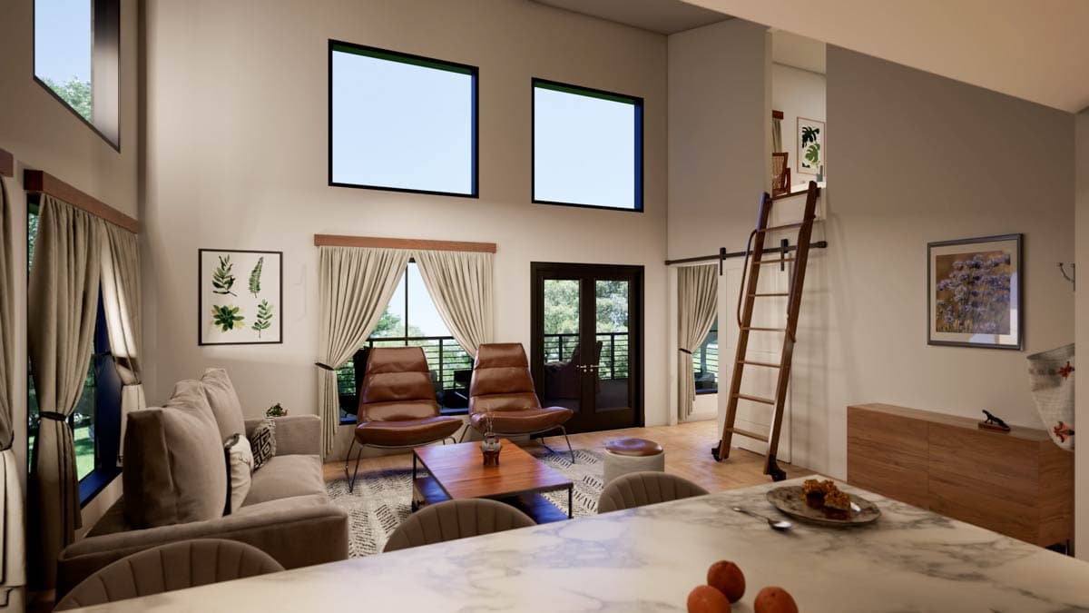 Plan 68633VR: 3-Bed Modern Mountain Home with Artist's Loft - 1359 Sq Ft - Image #15 - Mid Century Modern, Modern, Mountain, Vacation