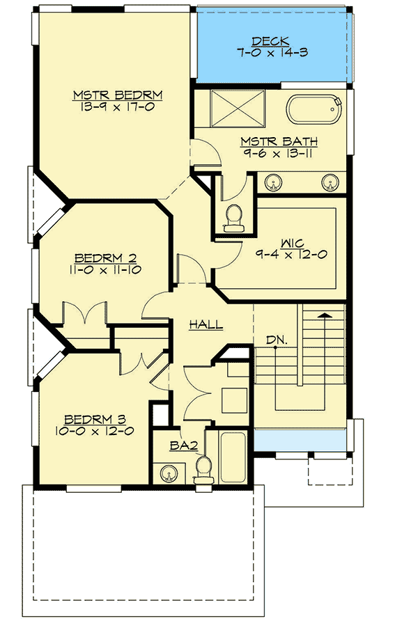 Plan 23833JD: Narrow 4-Level House Plan with Walk-out Level Apartment - Floor Plan - Second Level