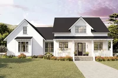 New American Farmhouse Plan with Massive Upstairs Expansion Potential