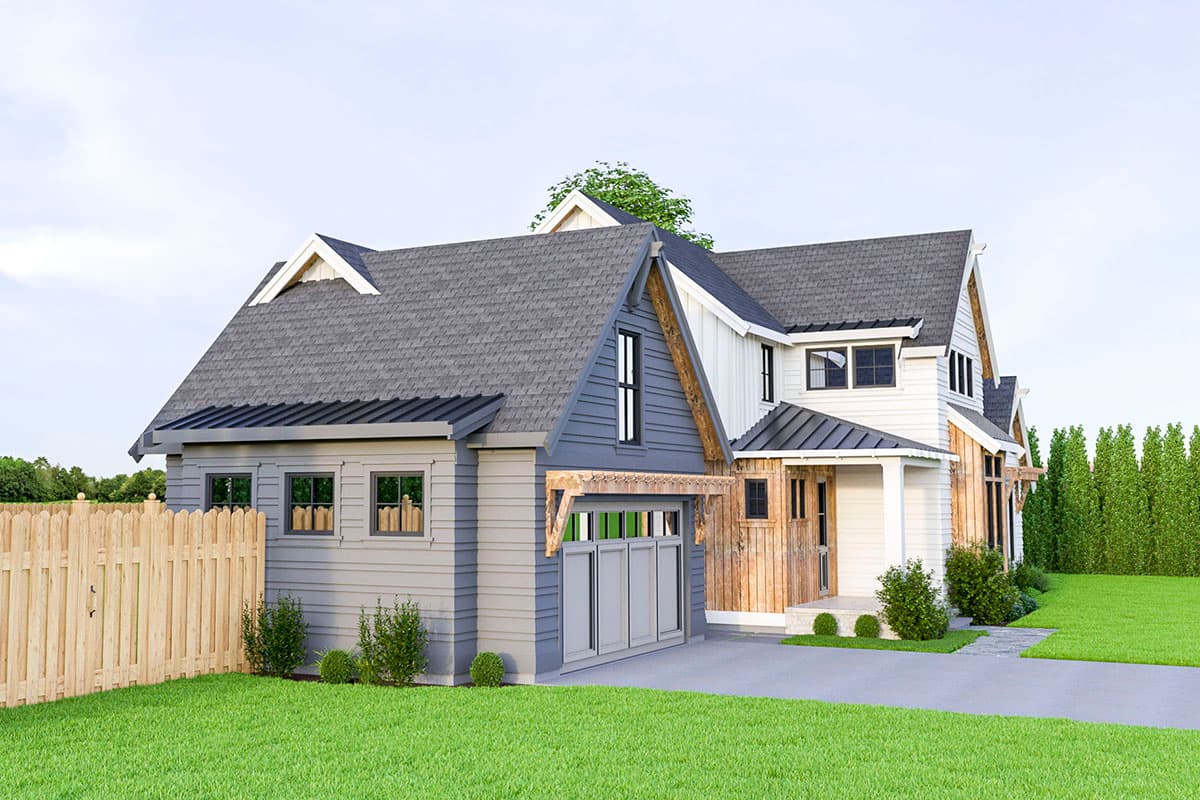 Plan 280057JWD: 3-Bed Modern Farmhouse Plan with Breezeway Attached Garage - Image #4 - Contemporary, Modern Farmhouse, New American, Transitional