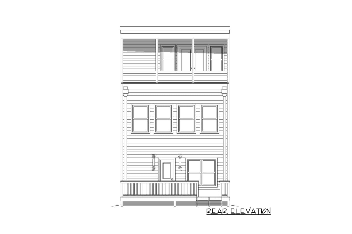 Plan 68634VR: Contemporary 3-Story Home Ideal for Narrow Lot - 2129 Sq Ft - Image #4
