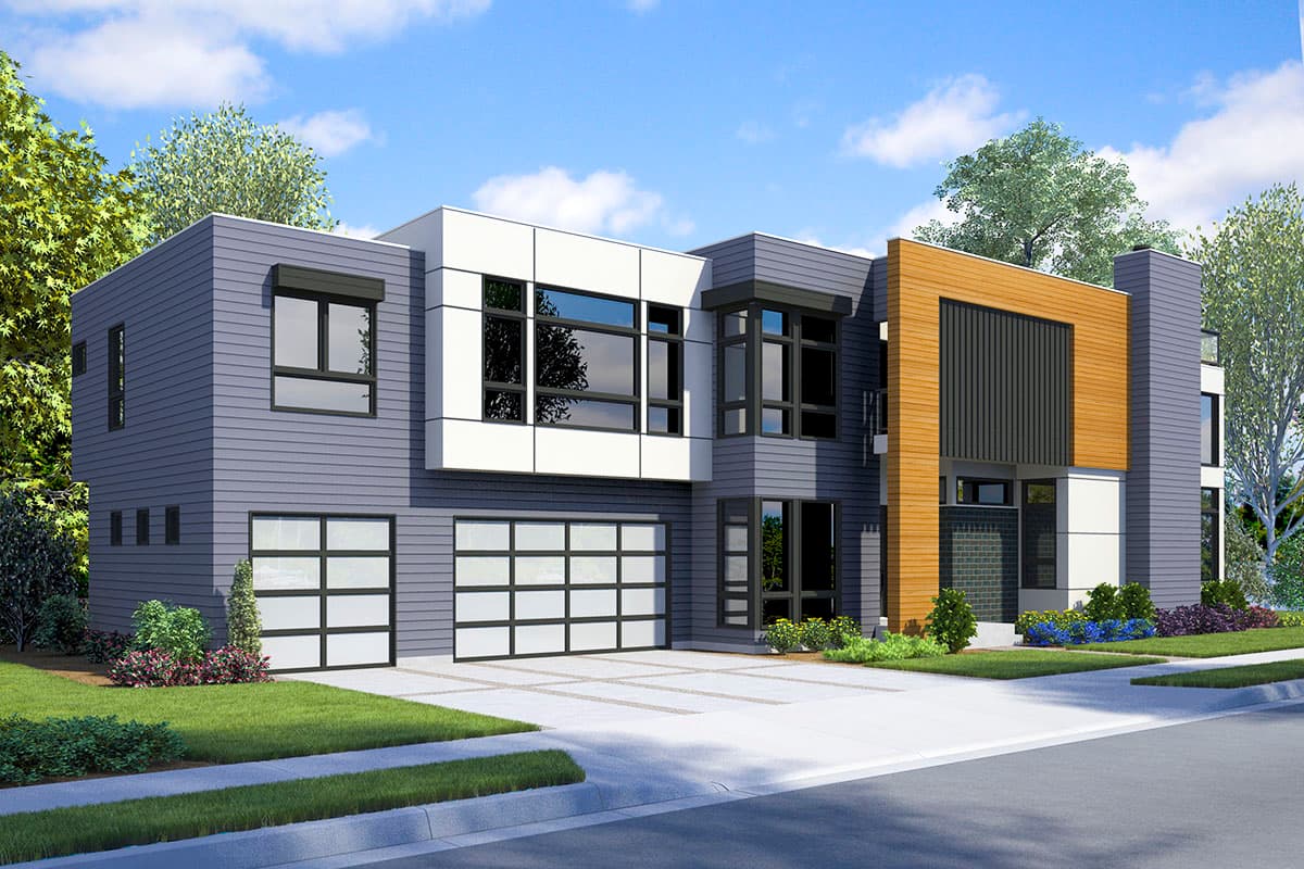Plan 23836JD: Contemporary House Plan with Roof-top Deck - Image #4 - Modern, Northwest