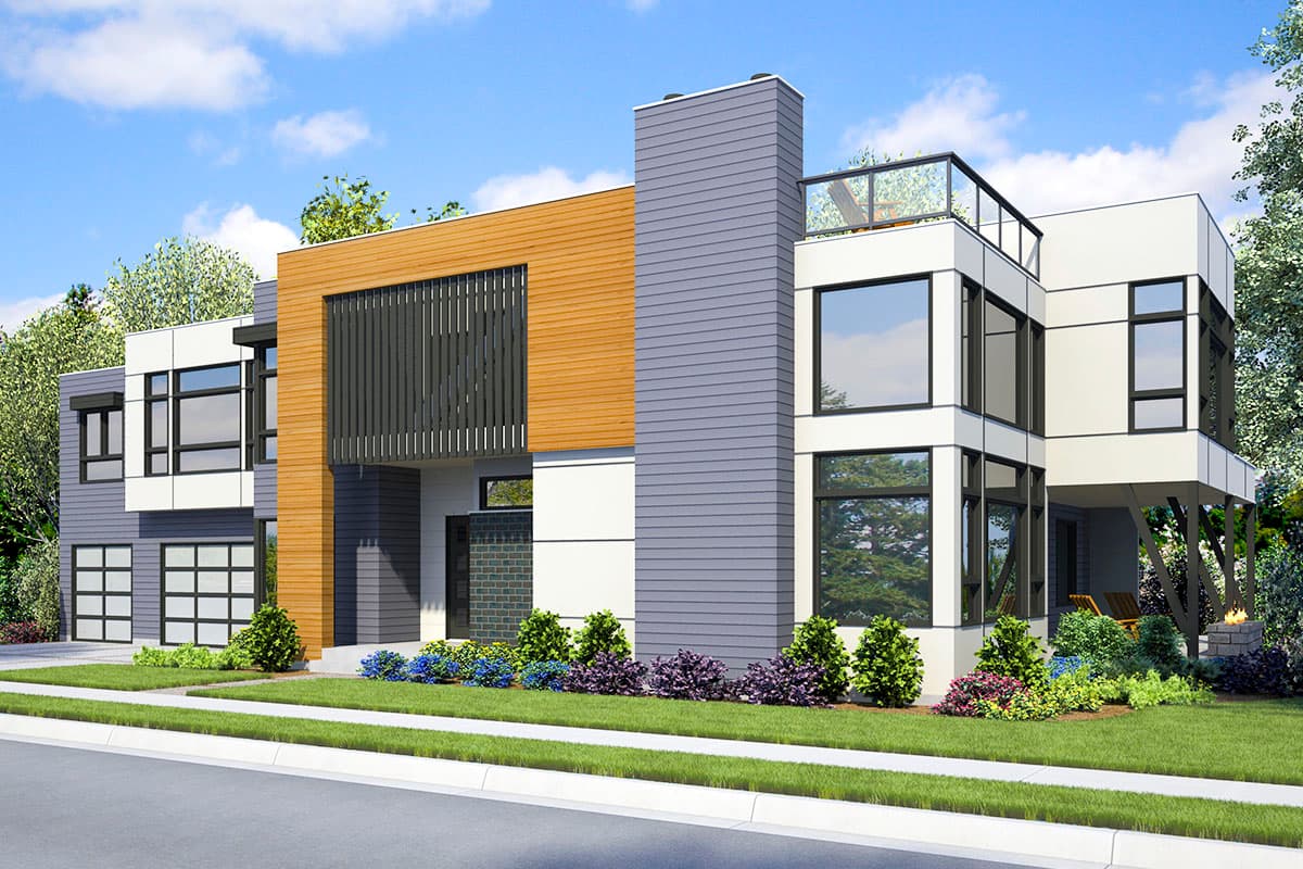 Plan 23836JD: Contemporary House Plan with Roof-top Deck - Image #5 - Modern, Northwest