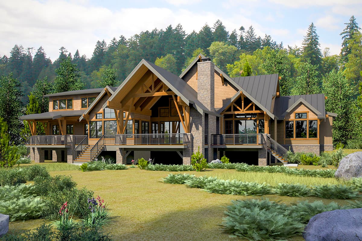 Plan 23837JD: Spacious Mountain House Plan with 4-Car Garage and Workshop - Image #4 - Craftsman, Mountain, Northwest