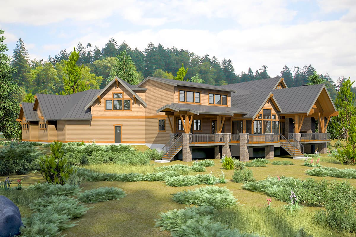 Plan 23837JD: Spacious Mountain House Plan with 4-Car Garage and Workshop - Image #5 - Craftsman, Mountain, Northwest