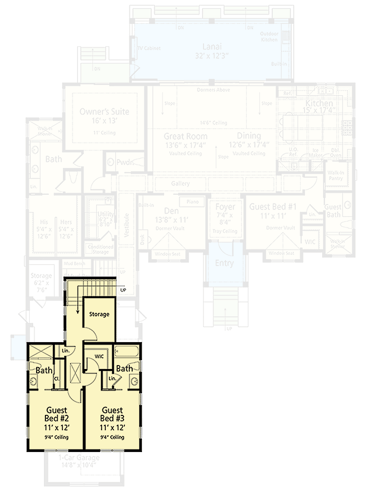 Plan 33234ZR: 4-Bed Coastal Contemporary House Plan with Open Concept Living Area - 2925 Sq Ft - Floor Plan - 2nd Floor - Coastal, Coastal Contemporary, Contemporary, New American, Southern